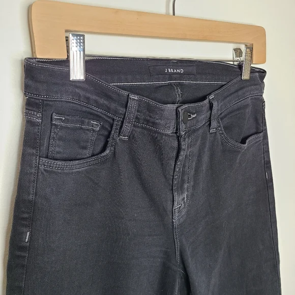 J Brand Belena Hendrix Reign Black Denim Jeans Lace Inset Demi Bootcut 28 - Picture 3 of 7